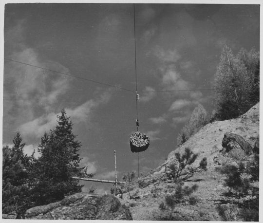 Foto Querseilstütze einer Wyssen-Seilbahn im Raspilletal