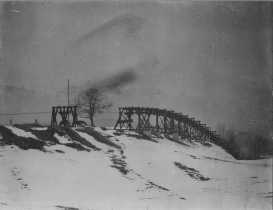 Foto Schienenübergang der Drahtseilriese bei Feldkirch im Saminatobel, Amerlügen