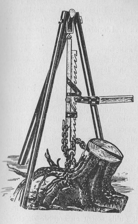 Foto Stockrodung mit Dreibein und Zahnstange