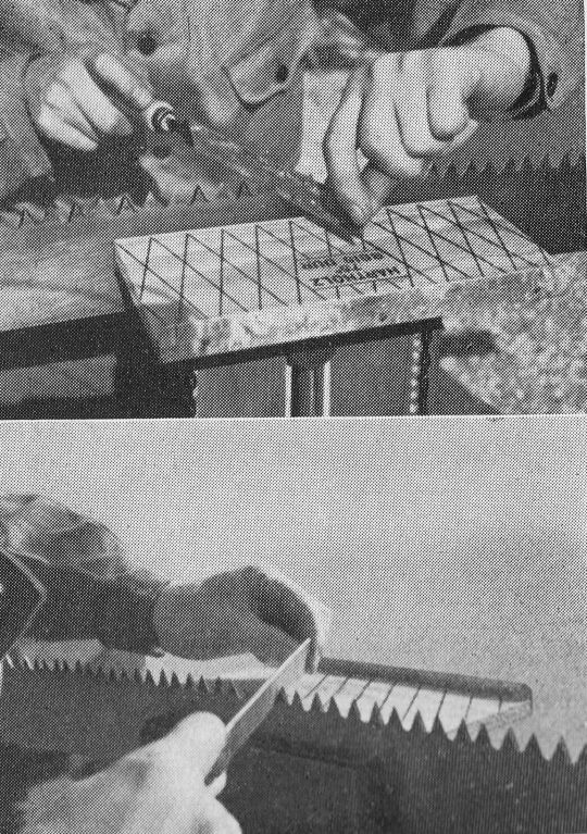 Foto Ausführung des Schärfens mit Feile und Schärfwinkelbrettchen