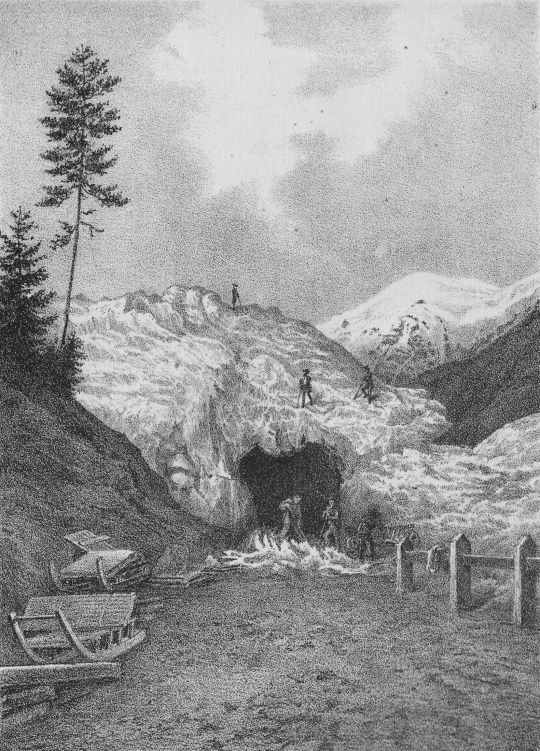 Foto "Untere Mündung der Gallerie durch den Lavinenkegel von Raschitsch bei Zernez"