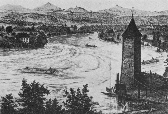 Foto "Rhein bei Rheinfelden mit Flössen"