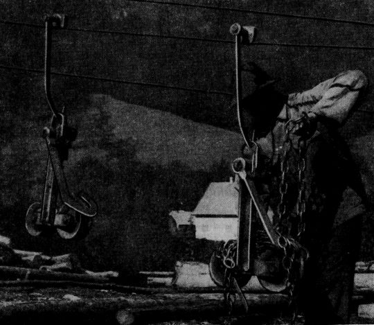 Foto "Gehängerückführung am Zugseil mit Hilfe von Klemmbügeln"