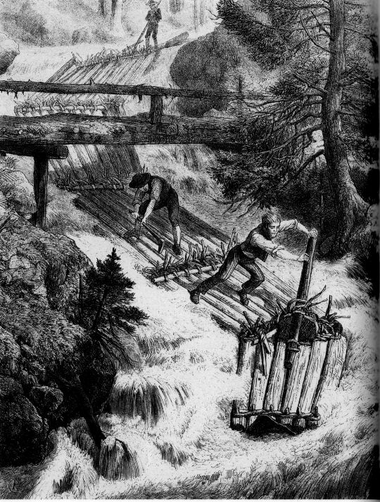 Foto ""Das Flößen des Holzes im Schwarzwald" In rasender Fahrt schiesst ein..."