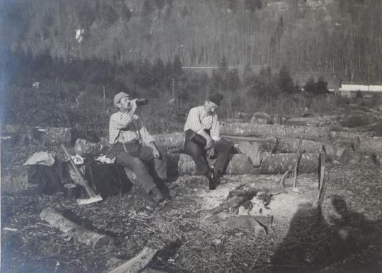 Foto "Waldarbeiter bei der Rast"