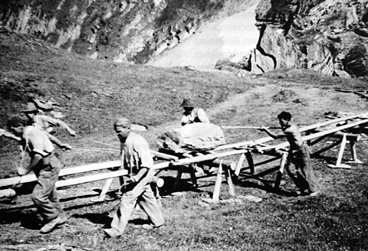 Foto Steintransport für Verbauung