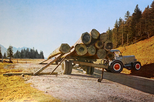 Foto Holz aufziehen mit Seilwinde