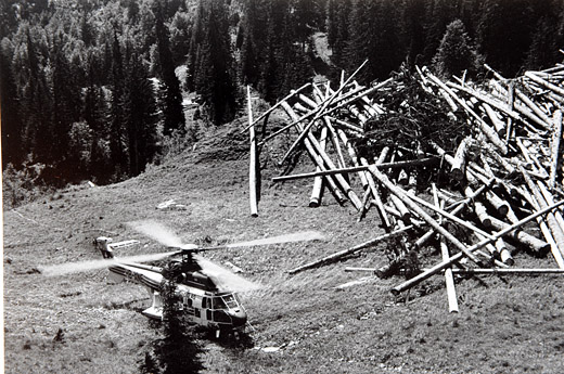 Foto Holz Transport mit Helikopter