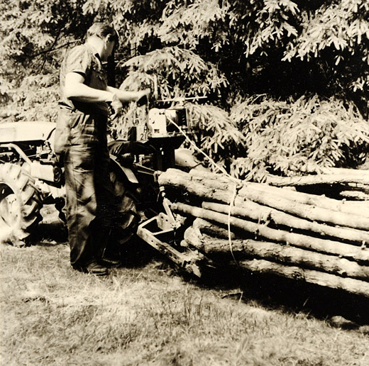 Foto Brennholz rücken mit Kleinseilwinde