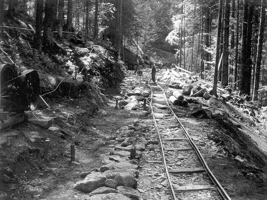 Foto Einbringen von Steinen im Wegbau