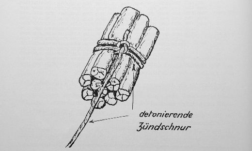 Foto Sprengstoff mit Zündschnur