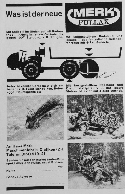 Foto Werbung für Merk Pullax Traktor
