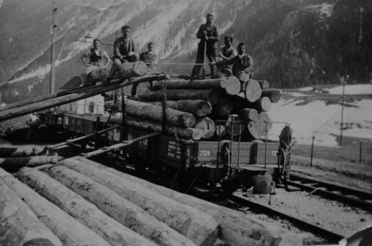Foto Bahnverlad von Holz